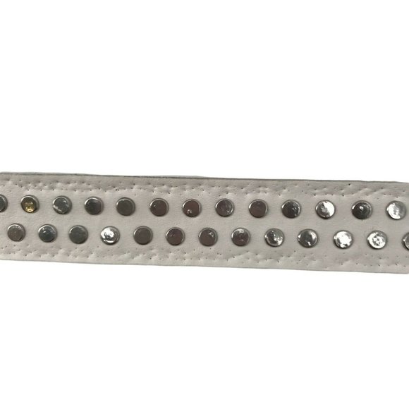 Bongo Women's White Polyurethane Adjustable Studded Buckle Belt Size Medium - Picture 2 of 10
